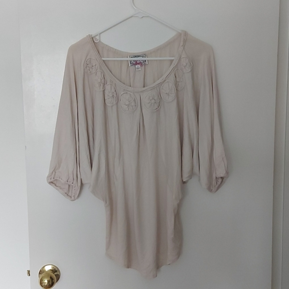 Anthropologie Baraschi cream dolman sleeve top